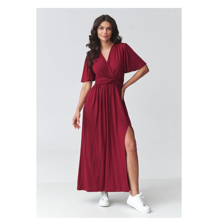Bordo spalvos maxi suknelė Makadamia