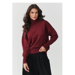 Bordo spalvos megztinis su golfu Makadamia
