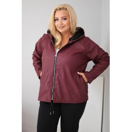 Moteriška Plus Size striukė su gobtuvu ir reguliuojama apačia, bordo spalvos