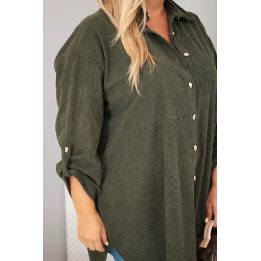 Moteriški Plus Size marškiniai su raišteliais rankovėse, chaki spalvos
