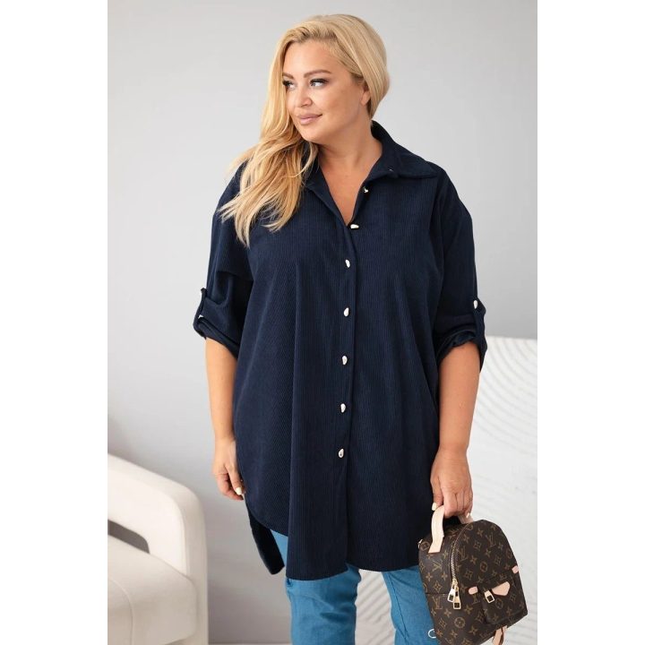 Moteriški Plus Size marškiniai iš viskozės, tamsiai mėlyni