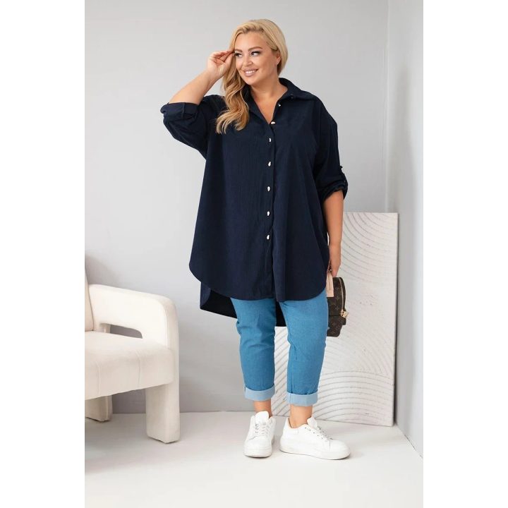Moteriški Plus Size marškiniai iš viskozės, tamsiai mėlyni