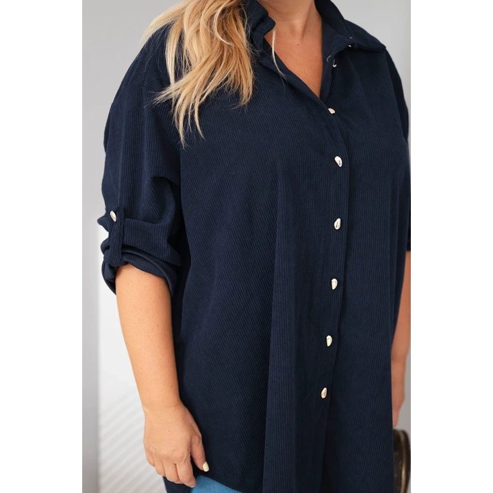 Moteriški Plus Size marškiniai iš viskozės, tamsiai mėlyni