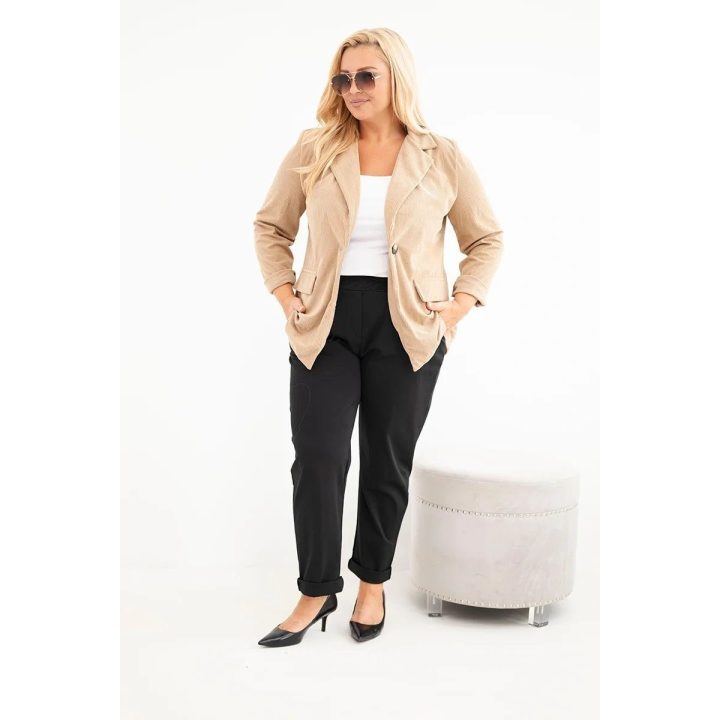 Moteriška Plus Size švarkelio tipo striukė su atlankais ir kišenėmis, kupranugario spalvos