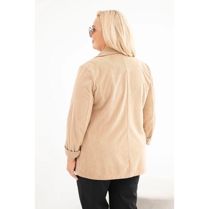 Moteriška Plus Size švarkelio tipo striukė su atlankais ir kišenėmis, kupranugario spalvos