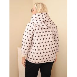 Moteriška Plus Size striukė su gobtuvu ir taškuotu raštu, smėlio spalvos