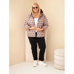 Moteriška Plus Size striukė su gobtuvu ir taškuotu raštu, fango spalvos