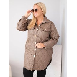 Moteriška Plus Size striukė su geometriniu dygsniavimu ir kišenėmis, smėlio spalvos