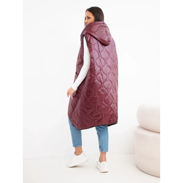 Moteriška Plus Size dygsniuota liemenė su gobtuvu ir užtrauktuku, turkio spalvos