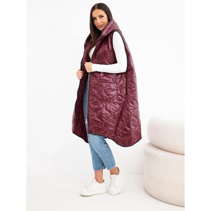 Moteriška Plus Size dygsniuota liemenė su gobtuvu ir užtrauktuku, turkio spalvos