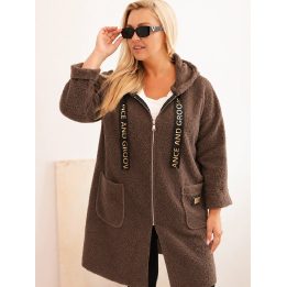 Moteriška Plus Size striukė su gobtuvu ir kišenėmis, slyvų spalvos