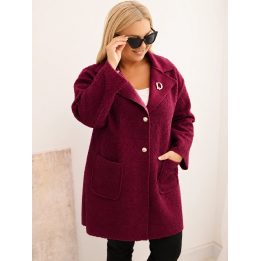Moteriškas Plus Size paltas su vilna ir kišenėmis, šviesi chaki spalva