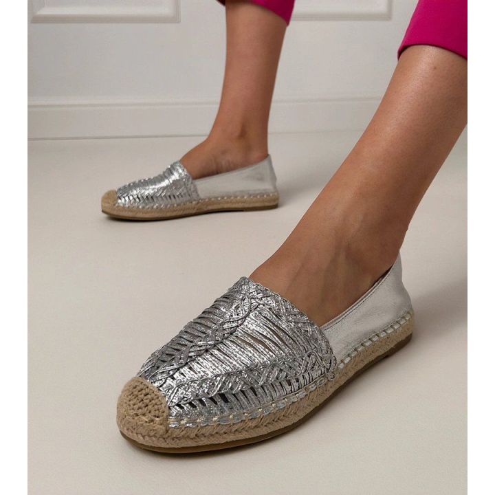Sidabrinės ažūrinės espadrilės ant platformos Zelvira