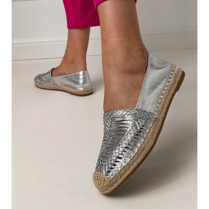 Sidabrinės ažūrinės espadrilės ant platformos Zelvira