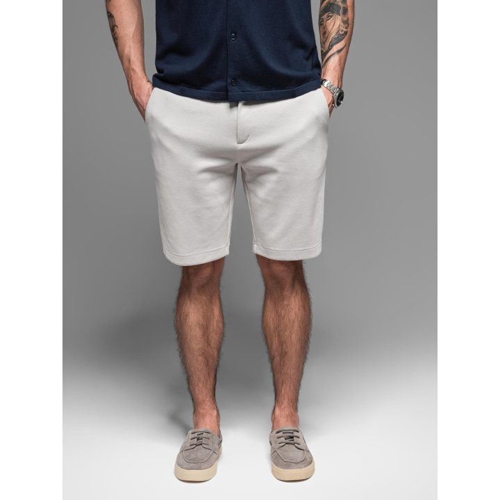 Vyriški šviesiai pilki slim fit šortai iki kelių