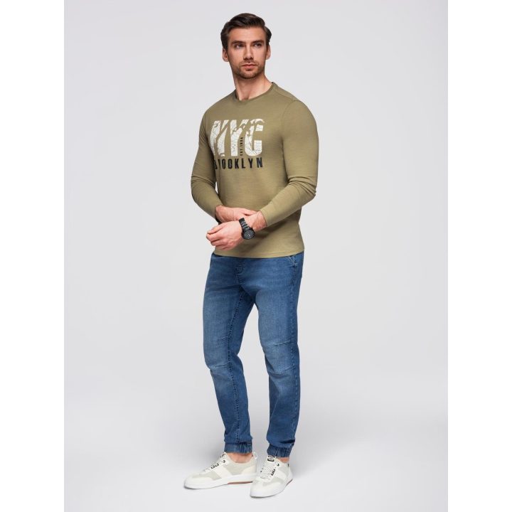 Vyriškos mėlynos jogger tipo kelnės su washed efektu