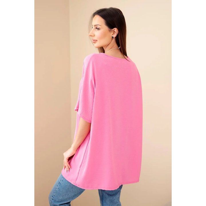 Rožinė oversize palaidinė su pakabuku