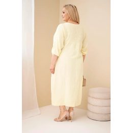 Moteriška Plus Size suknelė su V formos iškirpte, geltona