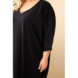 Moteriška Plus Size suknelė su kišenėmis, juoda