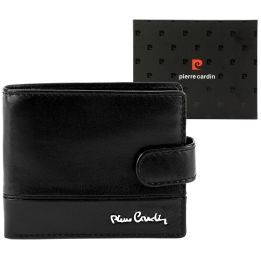 Piniginė juoda odinė su spaude kasdienai Pierre Cardin