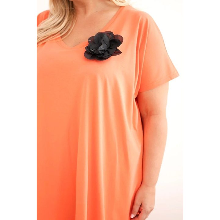 Moteriška Plus Size suknelė su sage, koralinė