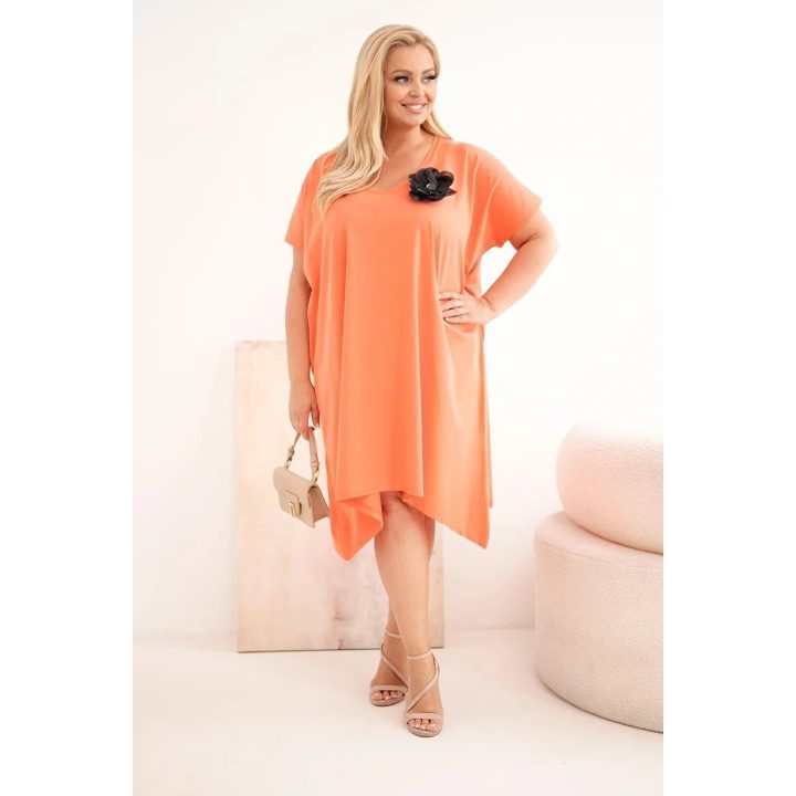 Moteriška Plus Size suknelė su sage, koralinė