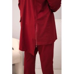 Moteriškas Plus Size laisvalaikio komplektas su džemperiu ir kelnėmis, burgundiškas
