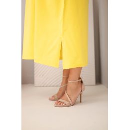 Moteriška Plus Size suknelė su V formos iškirpte, geltona