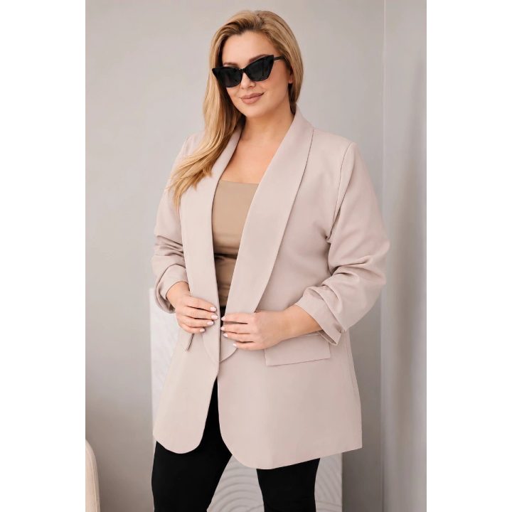 Moteriška Plus Size elegantiška palaidinė tamsiai smėlio spalvos