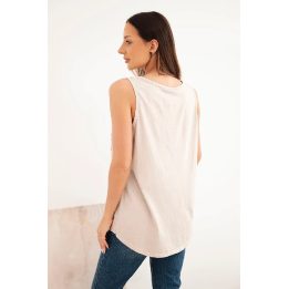Moteriška medvilninė palaidinė su siuvinėjimu, smėlio spalvos