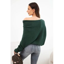 Moteriškas asimetrinis „batwing“ tipo viskozinis megztinis, mėlynos spalvos
