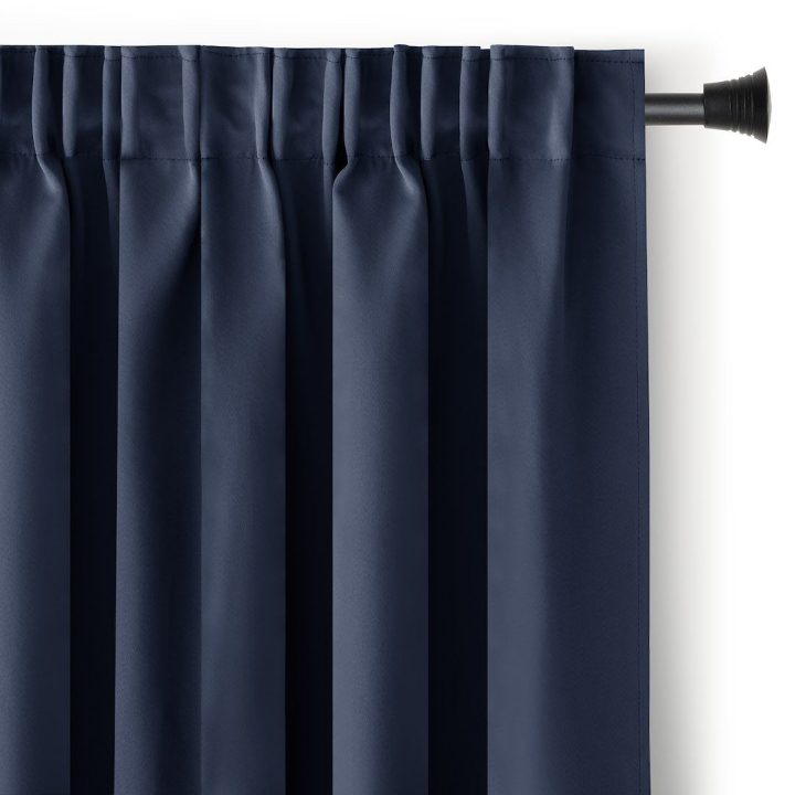 Aksominė užuolaida su kilpomis AmeliaHome 140 × 270 cm, tamsiai mėlyna