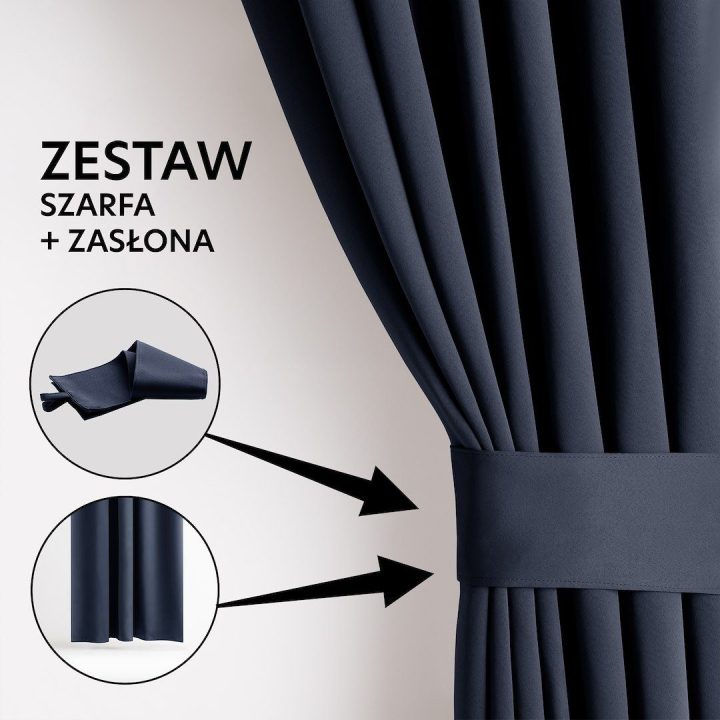 Aksominė užuolaida su kilpomis AmeliaHome 140 × 270 cm, tamsiai mėlyna