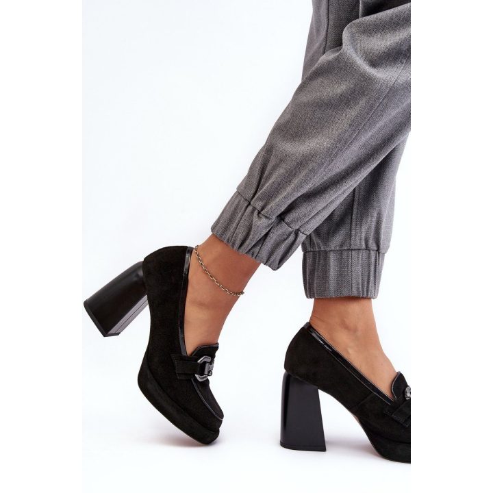 Odiniai bateliai ant masyvaus kulno Laura Messi 2706 Black