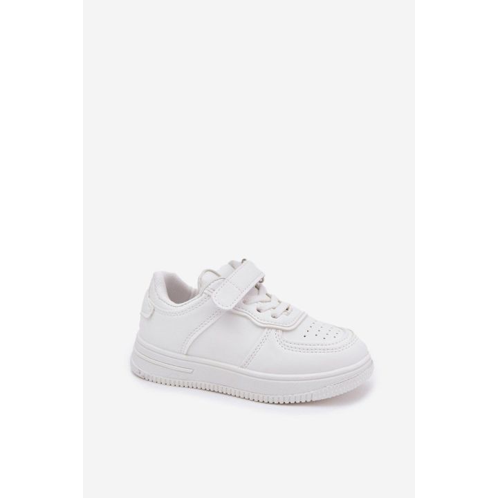 Vaikiški balti sportiniai batai iš eko odos su lipuku Liora