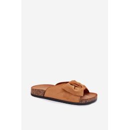 Šlepetės rudos su kaspinu ir kamštiniu padu Step in Style