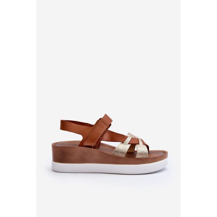 Moteriški odiniai platforminiai sandalai Brown