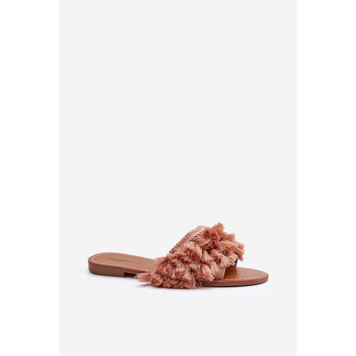 Moteriškos plokščios šlepetės su kutais Dirty Pink Rialle