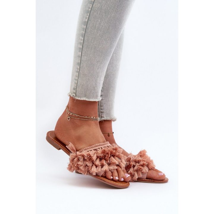 Moteriškos plokščios šlepetės su kutais Dirty Pink Rialle
