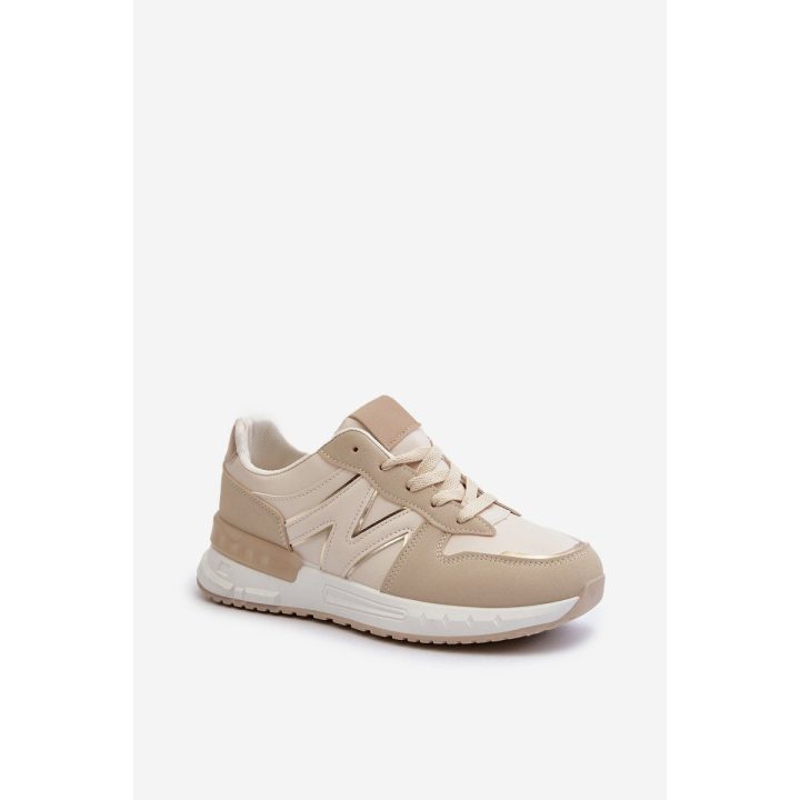 Smėlio spalvos Faux Leather Sneakers Kaimans