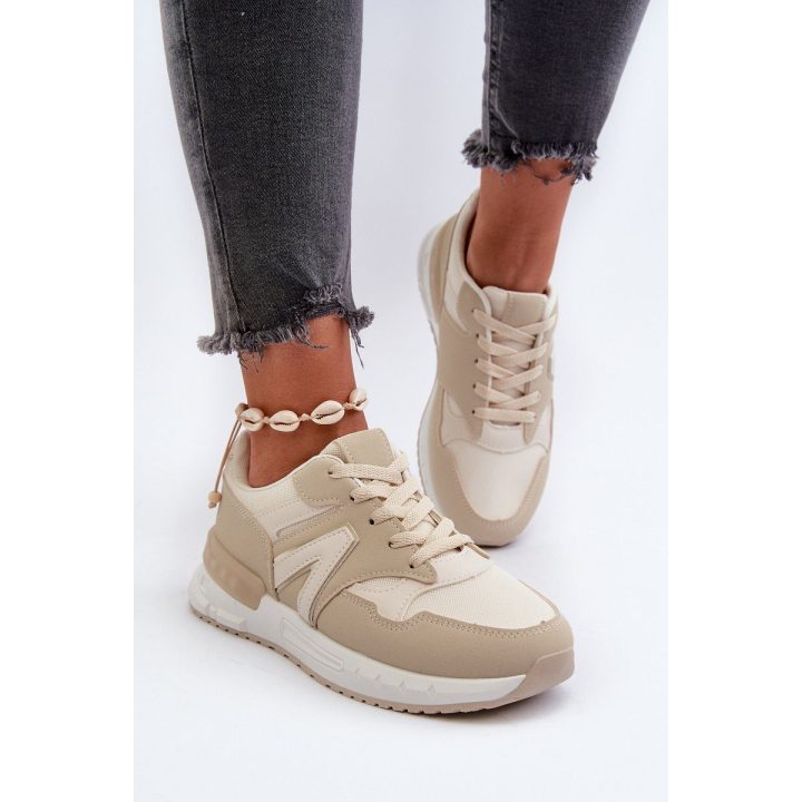 Smėlio spalvos Faux Leather Sneakers Vinelli
