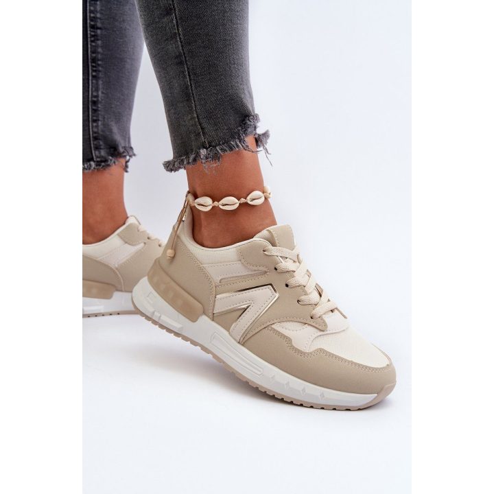 Smėlio spalvos Faux Leather Sneakers Vinelli
