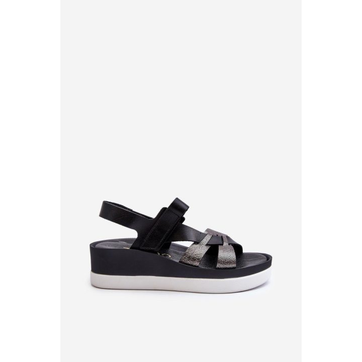 Moteriški odiniai platforminiai sandalai Black