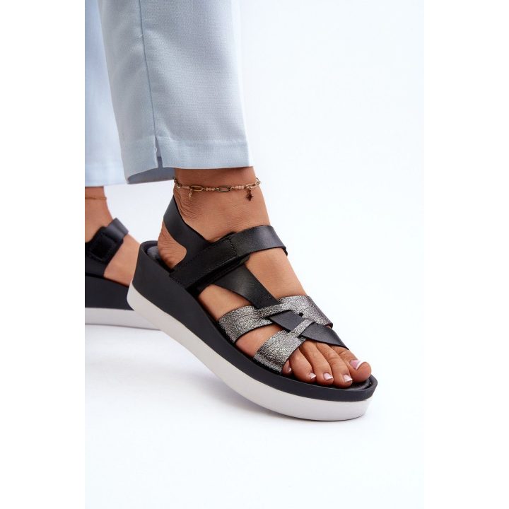 Moteriški odiniai platforminiai sandalai Black