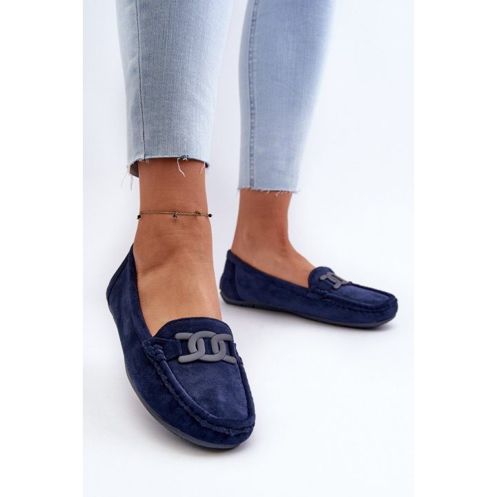 Stilingi moteriški zomšiniai mokasinai Navy Blue Rabell