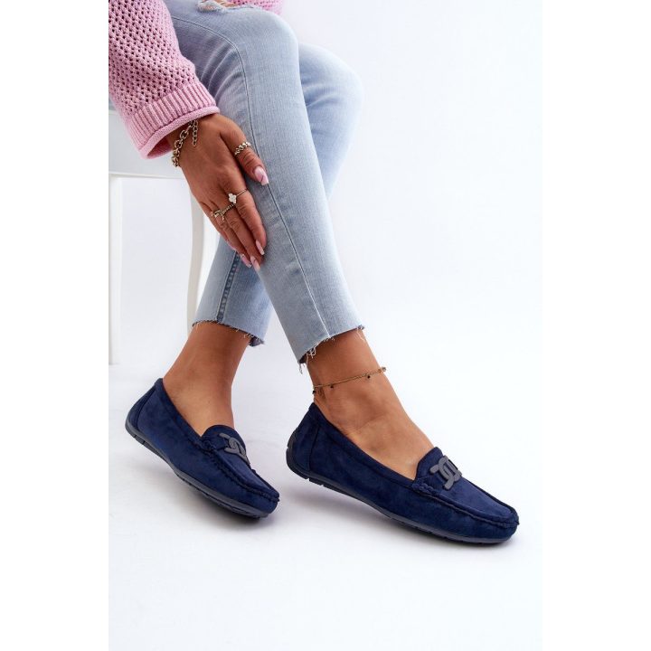 Stilingi moteriški zomšiniai mokasinai Navy Blue Rabell