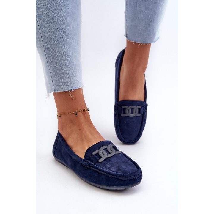 Stilingi moteriški zomšiniai mokasinai Navy Blue Rabell