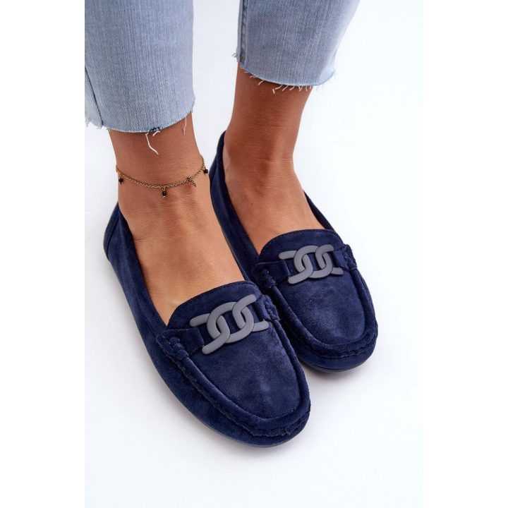 Stilingi moteriški zomšiniai mokasinai Navy Blue Rabell