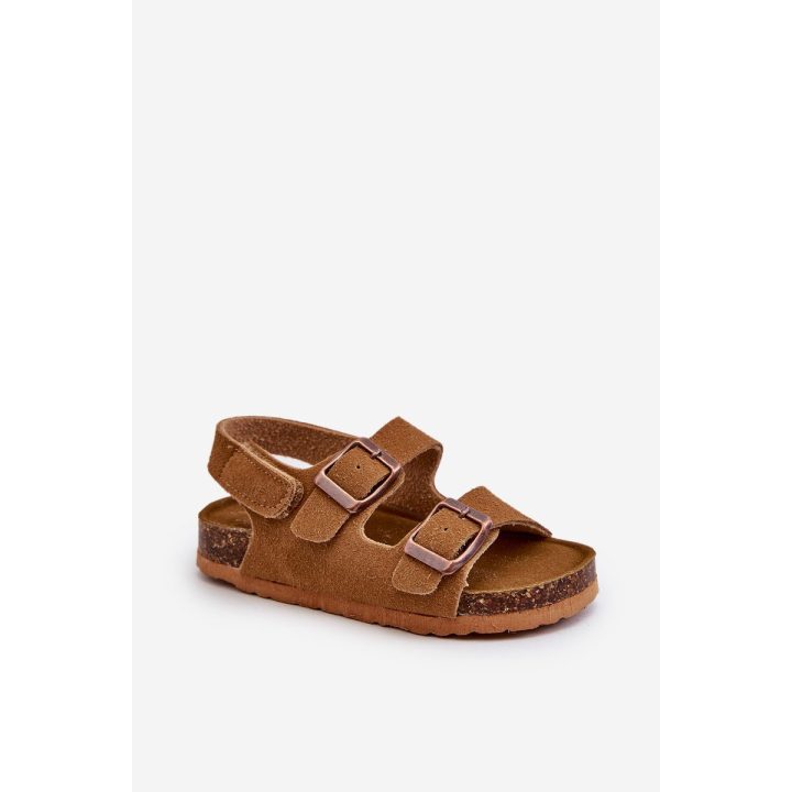 Vaikiški basutės ant kamštienos kulno su velcro užsegimu Camel Rorria