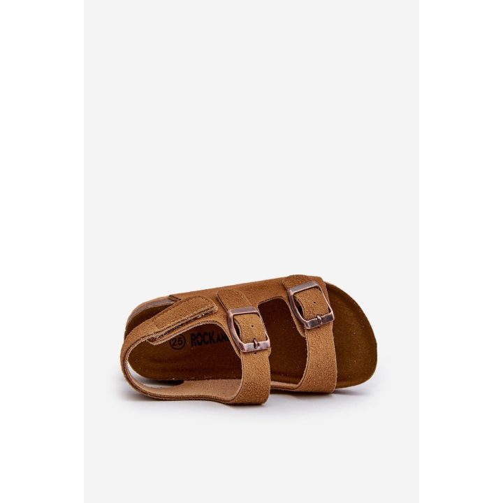 Vaikiški basutės ant kamštienos kulno su velcro užsegimu Camel Rorria